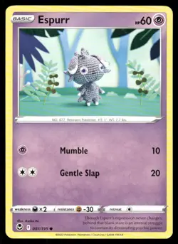 Espurr 081/195 Common Silver Tempest Pokemon Lightly Played - Image 1
