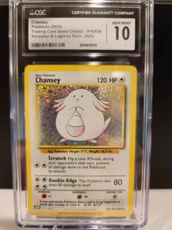 Pokemon: Chansey 15/34 2023 Classic Venusaur Deck Holo CGC Gem Mint 10 - Image 1