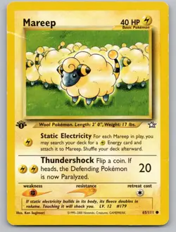 Mareep 65/111 Common Neo Genesis Pokemon 1st Edition HP - Image 1