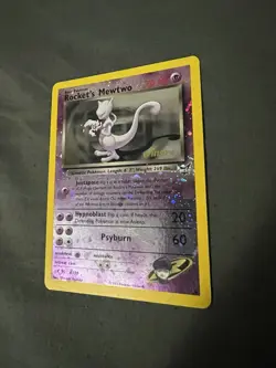 Rocket’s Mewtwo Winner Stamp #8 Best of Game Reverse Holo Pokemon Promo Swirl - Image 1