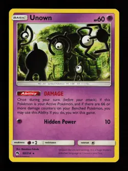 Unown 90/214 Rare Lost Thunder Pokemon Cards - Image 1