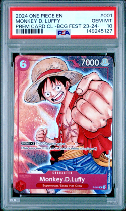 2024 ONE PIECE BANDAI GAMES FEST 23-24 PREM CARD CL PROMO MONKEY D. LUFFY PSA 10 - Image 1