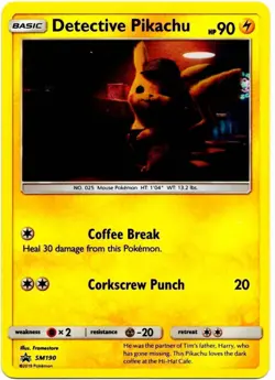 Pokemon Detective Pikachu SM190 Rare Holo Card - Moderately Played-wmoo - Image 1