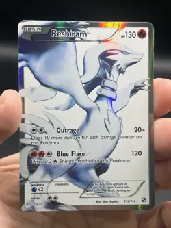 Reshiram 113/114 Full Art Ultra Rare Pokemon Black And White NM English - Image 3