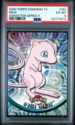 2000 TOPPS POKEMON TV ANIMATION SERIES 3 #151 MEW PSA EX-MT 6 - Image 1
