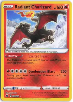Radiant Charizard 020/159 Radiant Rare Crown Zenith Pokemon NM - Image 1