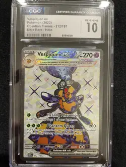 POKEMON CGC GEM MINT 10 VESPIQUEN EX FULL ART ULTRA RARE 212/197 OBSIDIAN FLAMES - Image 1