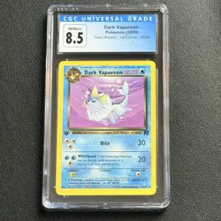 Pokemon Dark Vaporeon 1st Ed. 45/82 CGC 8.5 NM/Mint+ TCG Team Rocket 2000 WotC - Image 1