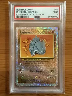2002 POKEMON LEGENDARY COLLECTION #90 RHYHORN-REVERSE FOIL PSA 9 - Image 4