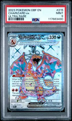 PSA 9 Charizard ex 215 / 197 Obsidian Flames Pokemon TCG Ultra Rare Full Art - Image 1