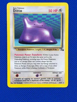 Pokemon Ditto 18/62 Rare Fossil Unlimited (LP) WoTC Regular - Image 3