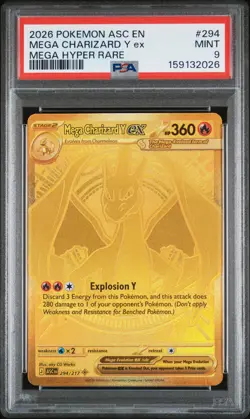 2026 POKEMON ASC EN-ASCENDED HEROES MEGA HYPER RARE MEGA CHARIZARD Y EX PSA 9 - Image 1