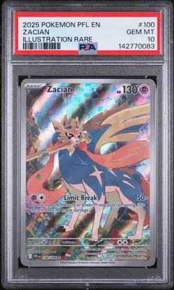 2025 POKEMON PFL EN-PHANTASMAL FLAMES ILLUSTRATION RARE #100 ZACIAN PSA 10 - Image 1