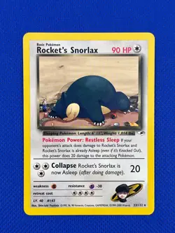 Pokemon TCG Rocket's Snorlax 33/132 (LP) Gym Heroes Rare Regular WoTC - Image 1