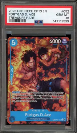 One Piece CCG Portgas.D.Ace Treasure Rare OP08-052 PSA 10 Gem Mint - Image 1