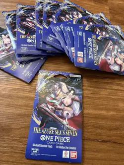 One Piece OP14 EB04 The Azure Sea’s Seven Sleeved Booster Pack Lot of 10 Sealed - Image 1