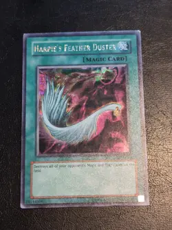 Yu-Gi-Oh! PRISMATIC SECRET RARE CARD HARPIE'S FEATHER DUSTER SDD-003 LP - Image 1