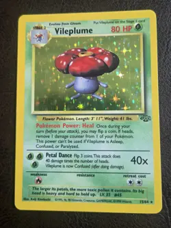 Vileplume 15/64 Jungle Holo Pokemon Card Vintage - Image 1