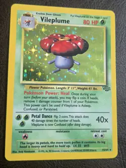 Vileplume 15/64 Jungle Holo Pokemon Card Vintage - Image 2