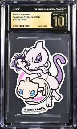 ✨✨✨ CGC 10 Pristine 2023 Pokemon B-Side Label Stickers Mew & Mewtwo - Image 1