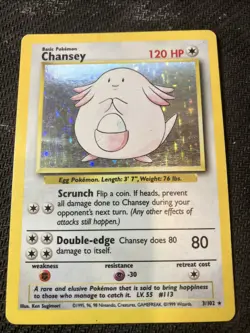 Pokemon 1999 WOTC Chansey 3/102 Holo - Mp - Image 1