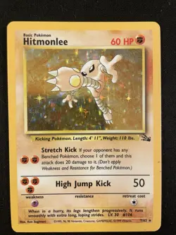 Pokemon Hitmonlee Holo 7/62 Vintage Fossil Set 1999 WOTC - Moderately Played MP - Image 1