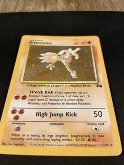 Pokemon Hitmonlee Holo 7/62 Vintage Fossil Set 1999 WOTC - Moderately Played MP - Image 2