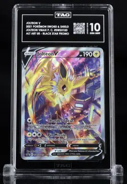 2021 POKEMON JOLTEON V ALTERNATE ART PROMO SWSH183 #183 TAG 10 POP 10 - Image 1