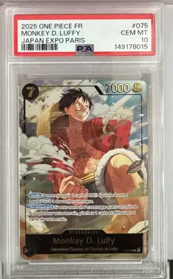 2025 One Piece Monkey D Luffy Japan Expo Paris P-075 PSA 10 French Gem Mint - Image 1