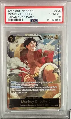 2025 One Piece Monkey D Luffy Japan Expo Paris P-075 PSA 10 French Gem Mint - Image 2