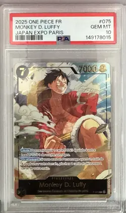 2025 One Piece Monkey D Luffy Japan Expo Paris P-075 PSA 10 French Gem Mint - Image 4