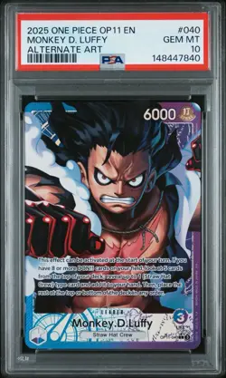 One Piece 2025 Monkey D. Luffy OP11-040 Alternate Art OP11 GEM MINT PSA 10 - Image 1