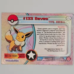 Pokemon 2000 - Eevee #133 Foil - Topps TV Animation Edition Blue Label LP - Image 2