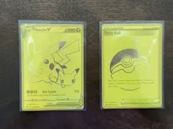 Pokemon TCG Celebrations Pikachu v Gold Pokeball SWSH145/SWSH146 - Image 1