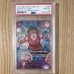 One Piece PRB02-061 Monkey D Luffy Special Alternate Art Japanese PSA 10 - Image 1