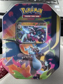 Pokemon Mega Charizard X Tin Metal Multicolor Standard Card Size Pokemon TCG New - Image 1