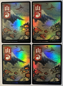 MTG / Mountain (X4) Kamigawa: Neon Dynasty JP Full Art Basic Lands #299 FOIL NM - Image 1
