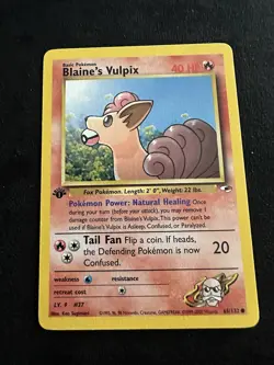 Pokemon Card Blaine's Vulpix 1st Edition Common Gym Heroes 65/132 Near Mint - Image 1
