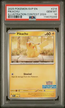 2025 POKEMON SVP EN-SV BLACK STAR PROMO ILLUSTRATION CONTEST 2024 PIKACHU PSA 10 - Image 1