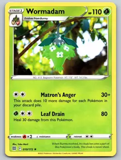 Wormadam 010/172 Rare Brilliant Stars Pokemon Card - NM - Image 1
