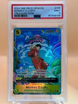 2024 One Piece OP08 Monkey D Luffy Treasure Rare #109 PSA 9 - Image 1
