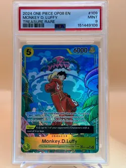 2024 One Piece OP08 Monkey D Luffy Treasure Rare #109 PSA 9 - Image 2