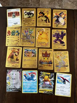 Pokemon TCG 11 Foil Cards Lot GX V VMAX Trainer Charizard Pikachu Lucario Raichu - Image 1