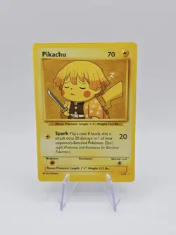 Demon Slayer Zenitsu X Pikachu Pokemon Custom Card - Image 1