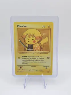 Demon Slayer Zenitsu X Pikachu Pokemon Custom Card - Image 3