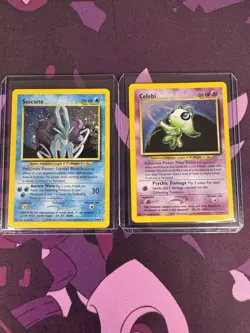 Celebi And Suicune 2002 Pokemon Neo Revelation Unlimited Damaged - Image 1