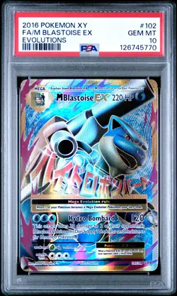2016 POKEMON XY EVOLUTIONS #102 FULL ART/M BLASTOISE EX PSA 10 - Image 1