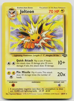 JOLTEON 20/64 RARE JUNGLE POKEMON UNLIMITED LP - Image 1