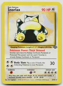 SNORLAX 27/64 RARE JUNGLE POKEMON UNLIMITED LP - Image 1