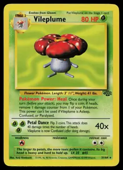 VILEPLUME 31/64 RARE JUNGLE POKEMON UNLIMITED MP - Image 1